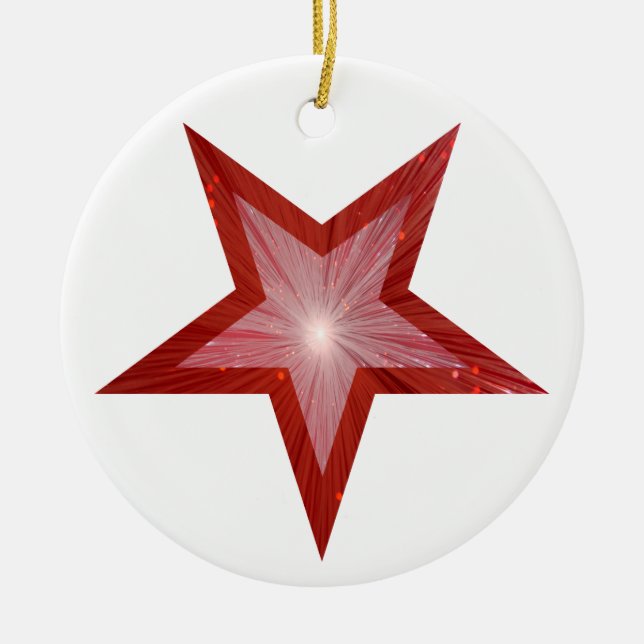Red Star ornament round white (Front)