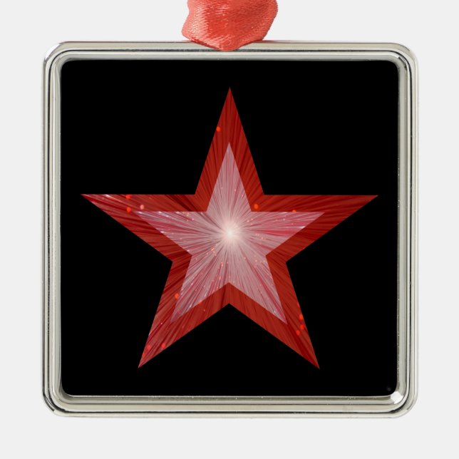 Red Star ornament square black (Front)