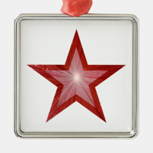 Red Star ornament square white