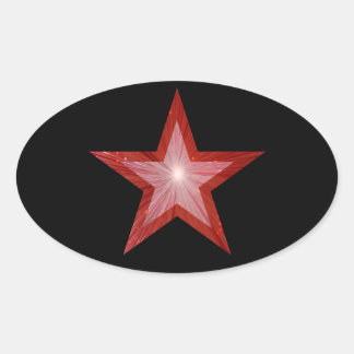 Red Star oval sticker black