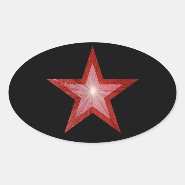 Red Star oval  sticker black (Front)