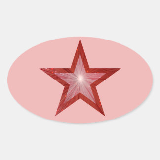 Red Star oval sticker pink