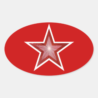 Red Star oval sticker red