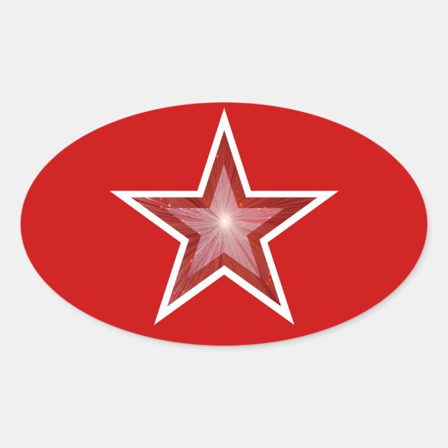 Red Star oval  sticker red (Front)