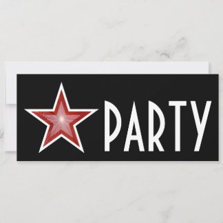 Red Star 'PARTY' invitation black long
