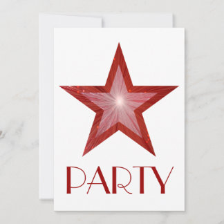Red Star 'Party' invitation white