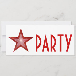 Red Star 'PARTY' invitation white long