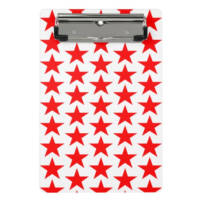 Red Star Pattern Mini Clipboard (Front)