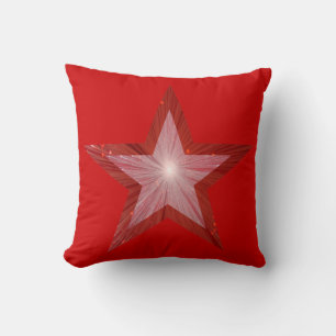 Red Star printed throw pillow square red