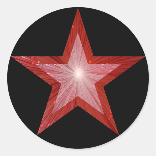 Red Star round sticker black (Front)