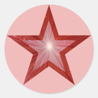 Red Star round sticker pink