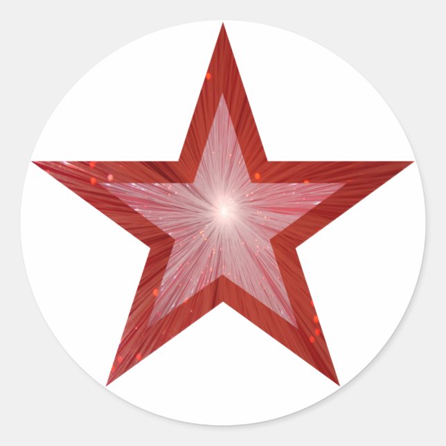 Red Star round sticker white (Front)