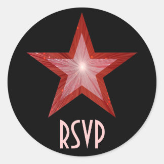Red Star RSVP round sticker black