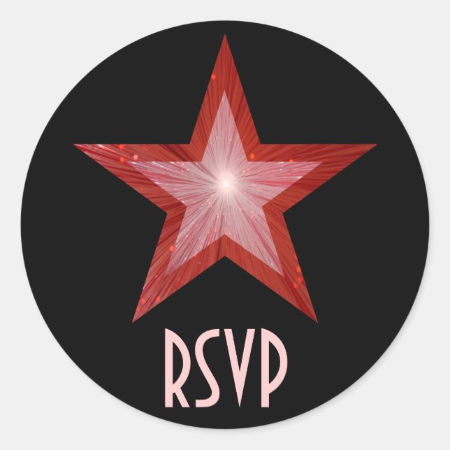Red Star RSVP round sticker black (Front)