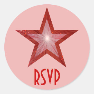 Red Star RSVP round sticker pink