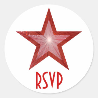 Red Star RSVP round sticker white
