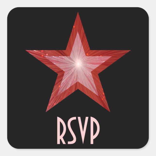 Red Star RSVP square sticker black (Front)