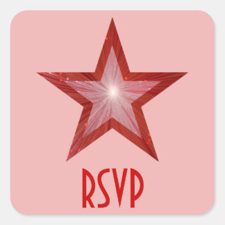 Red Star RSVP square sticker pink