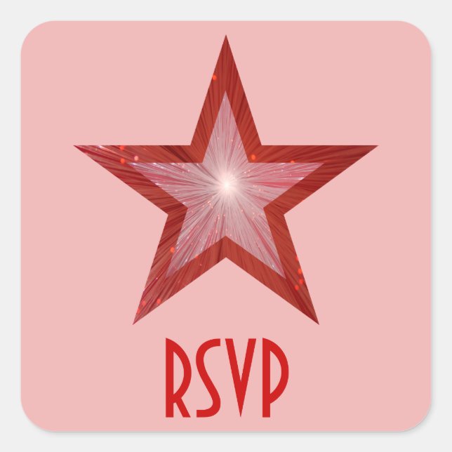 Red Star RSVP square sticker pink (Front)