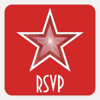 Red Star RSVP square sticker red