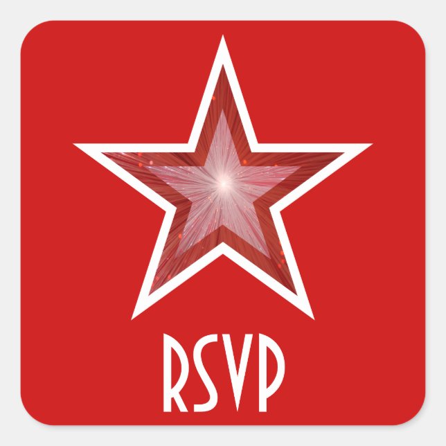 Red Star RSVP square sticker red (Front)