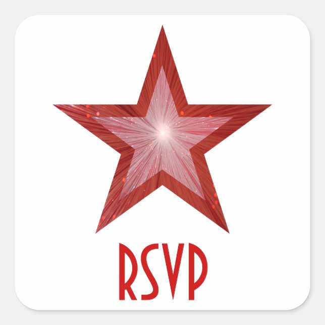 Red Star RSVP square sticker white (Front)