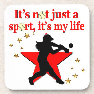 RED STAR SOFTBALL IS MY LIFE DESIGN COASTER