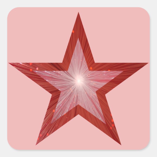 Red Star square sticker pale pink (Front)