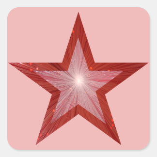 Red Star square sticker pale pink