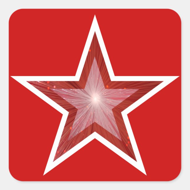 Red Star square sticker red (Front)