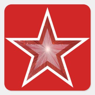Red Star square sticker red