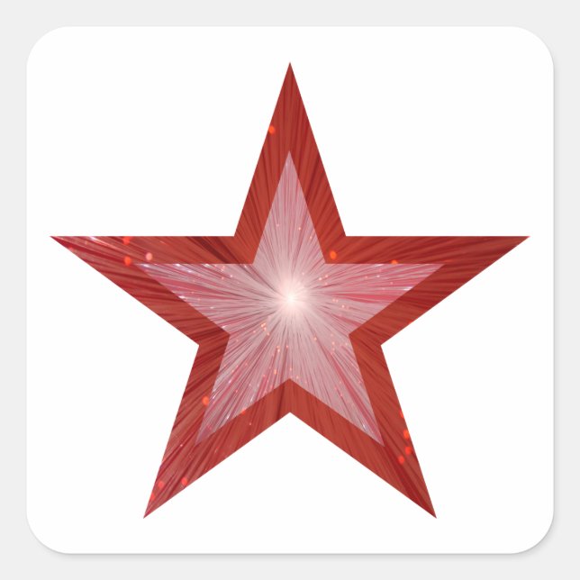 Red Star square sticker white (Front)