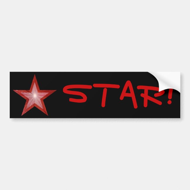 Red Star 'STAR!' bumper sticker black (Front)