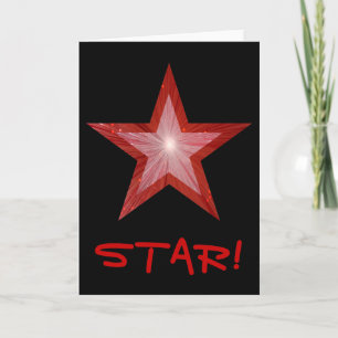 Red Star 'STAR!' card black vertical
