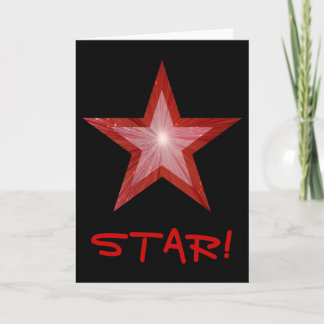 Red Star 'STAR!' card black vertical
