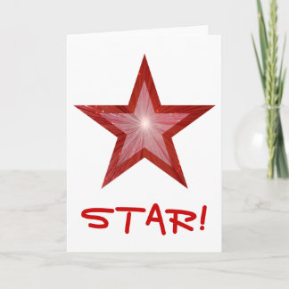 Red Star 'STAR!' card white vertical