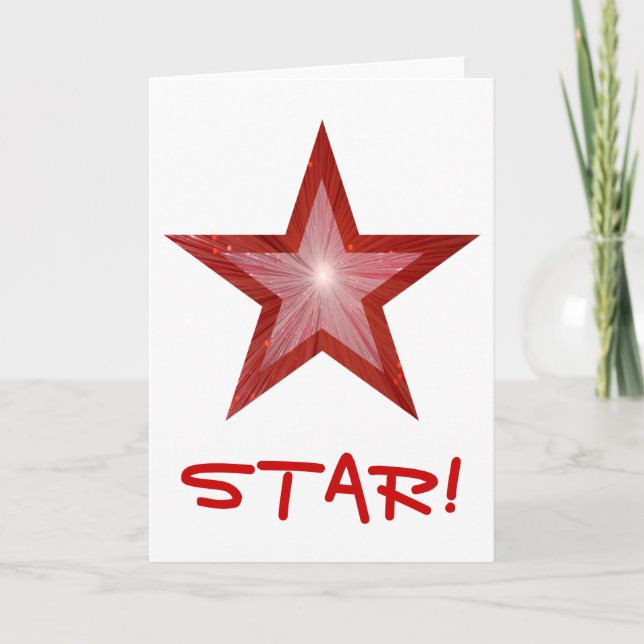 Red Star 'STAR!' card white vertical (Front)