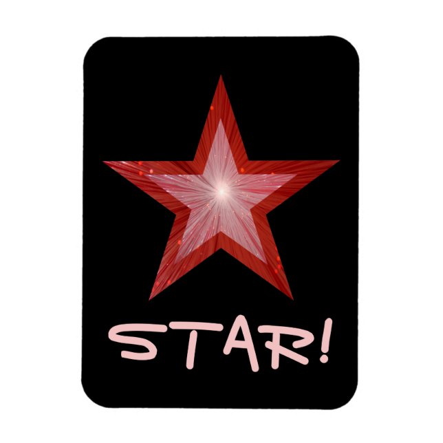 Red Star 'STAR!' flexible magnet black (Vertical)