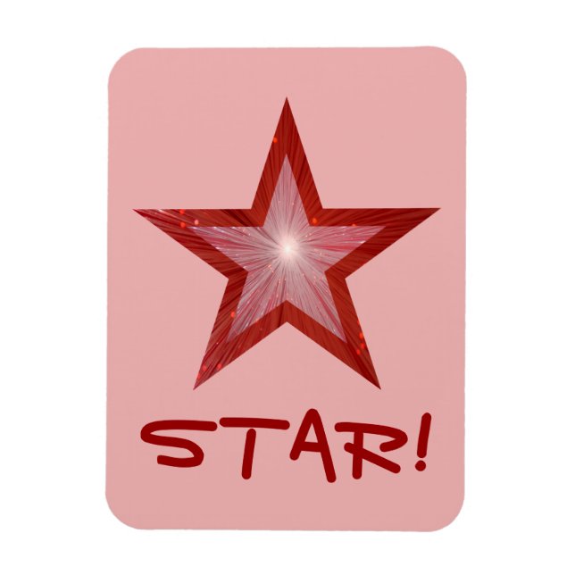 Red Star 'STAR!' flexible magnet pink (Vertical)