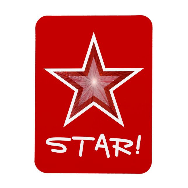 Red Star 'STAR!' flexible magnet red (Vertical)
