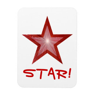 Red Star 'STAR!' flexible magnet white