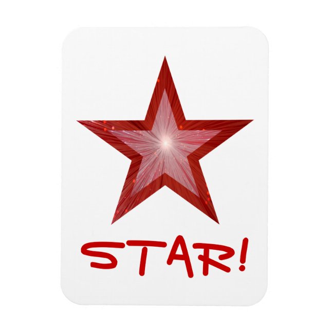 Red Star 'STAR!' flexible magnet white (Vertical)
