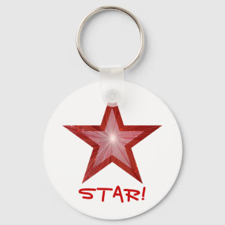 Red Star 'STAR!' keychain white