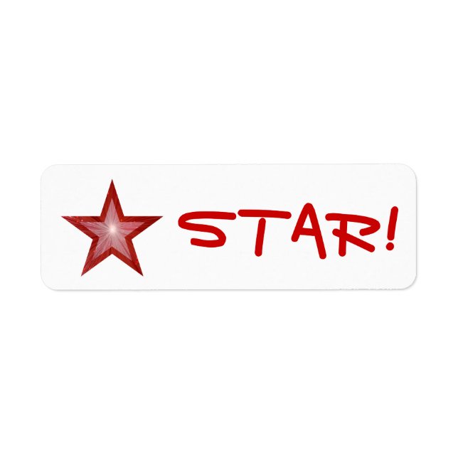 Red Star "STAR!" label small white (Front)