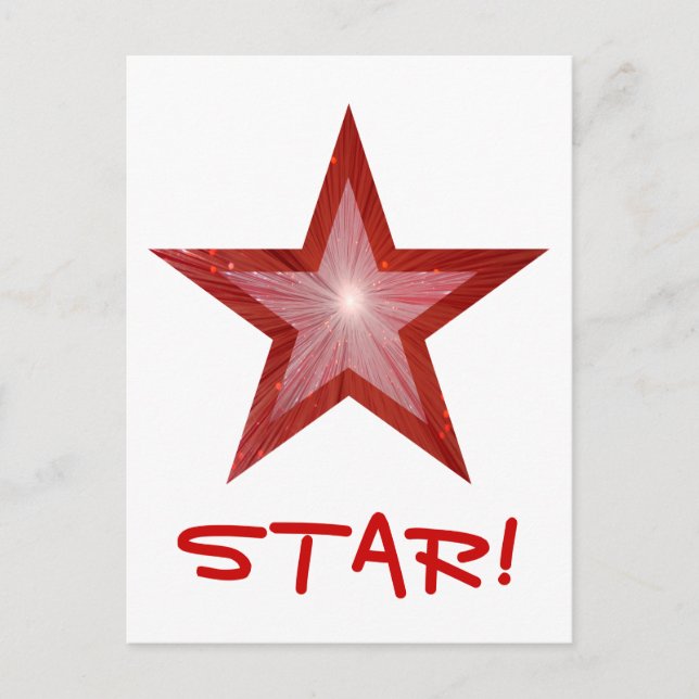 Red Star 'STAR!' postcard white (Front)