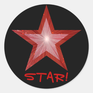 Red Star 'STAR!' round sticker black