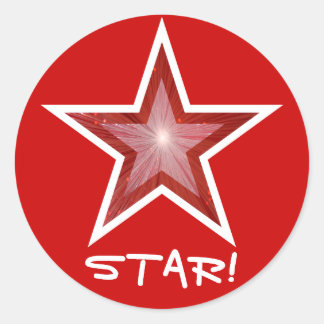 Red Star 'STAR!' round sticker red