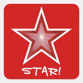 Red Star 'STAR!' square sticker red