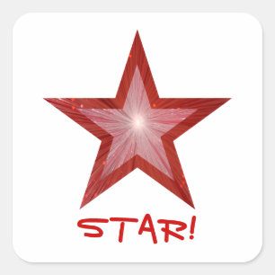 Red Star 'STAR!' square sticker white