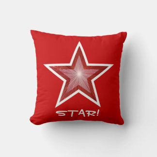 Red Star 'STAR!' throw pillow square red